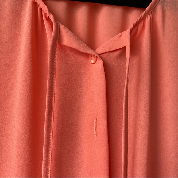 NWT Coral Orange Spanish Gardens Sheer Button Blouse Top - Picture 7 of 9